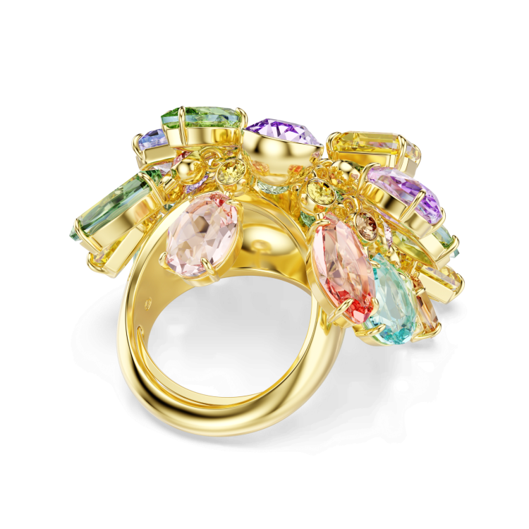 Gema cocktail ring, Mixed cuts, Multicolored, Gold-tone plated