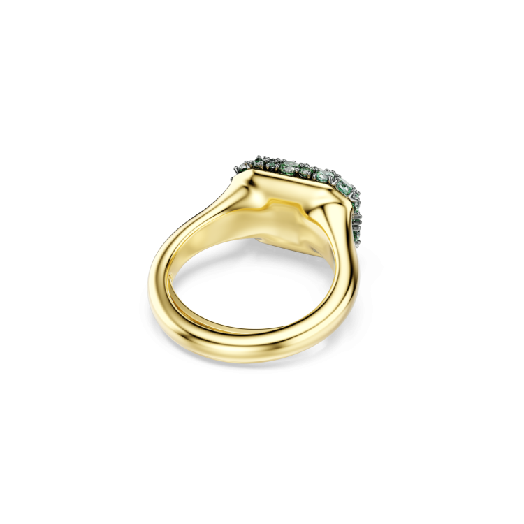Sublima cocktail ring, Octagon cut, Green, Gold-tone plated