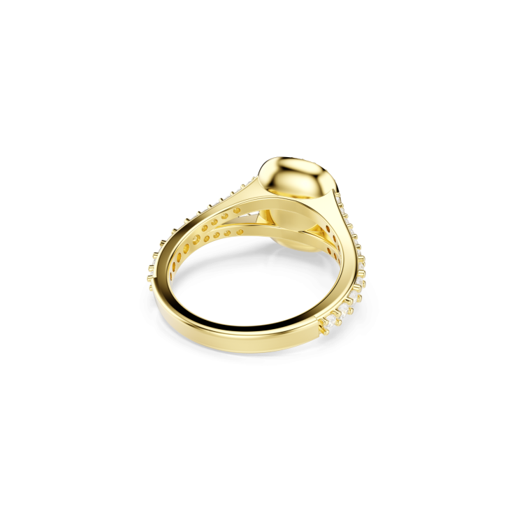 Una Angelic ring, Round cut, White, Gold-tone plated