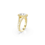 Una Angelic ring, Round cut, White, Gold-tone plated