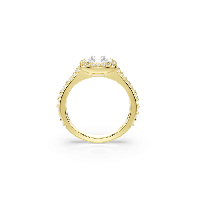 Una Angelic ring, Round cut, White, Gold-tone plated