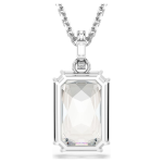 Millenia pendant Octagon cut, White, Rhodium plated