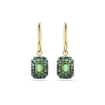 Sublima drop earrings, Octagon cut, Green, 18K gold finish