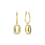 Sublima drop earrings, Octagon cut, Green, 18K gold finish
