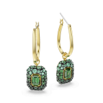 Sublima drop earrings, Octagon cut, Green, 18K gold finish
