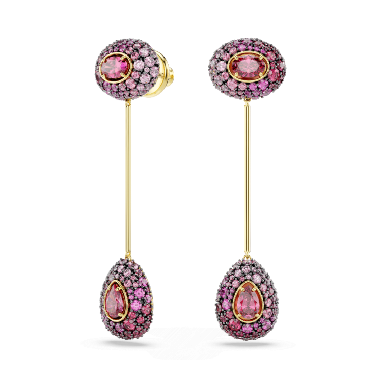 Sublima drop earrings, Pear cut, Red, 18K gold finish