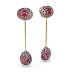 Sublima drop earrings, Pear cut, Red, 18K gold finish