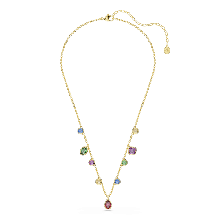 Imber necklace, Mixed cuts, Multicolored, 18K gold finish