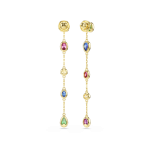 Imber drop earrings, Mixed cuts, Multicolored, 18K gold finish