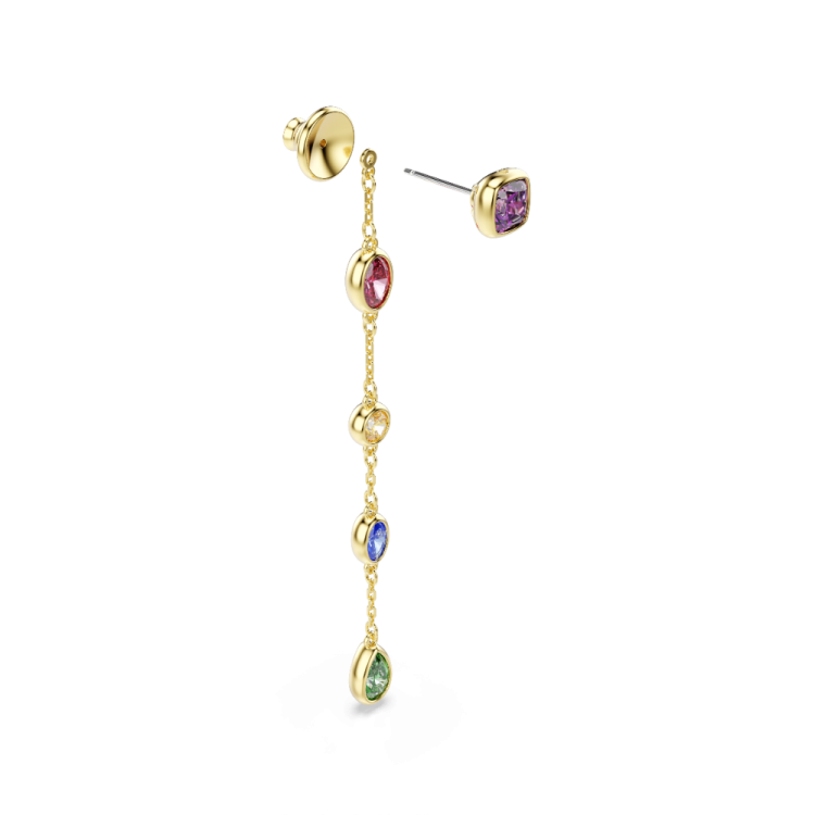 Imber drop earrings, Mixed cuts, Multicolored, 18K gold finish