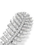 Vienna brooch, Mixed cuts, Feather, White, Rhodium plated