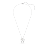 Symbolica pendant, Crystal pearl, Round cut, Pavé, Horseshoe, White, Rhodium plated