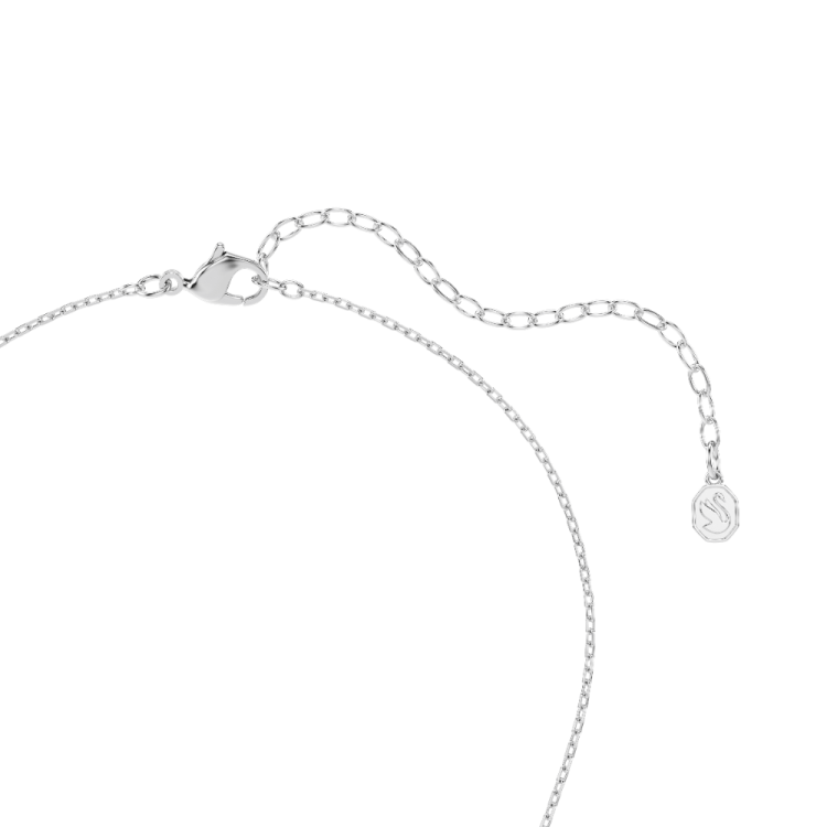 Symbolica pendant, Crystal pearl, Round cut, Pavé, Horseshoe, White, Rhodium plated
