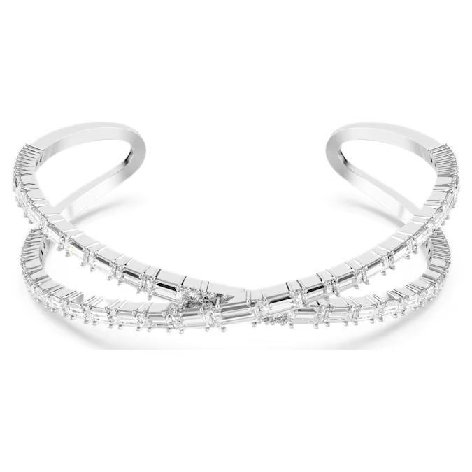 Hyperbola cuff Infinity, White, Rhodium plated