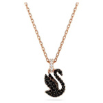 Swarovski Swan pendant Swan, Small, Black, Rose gold-tone plated