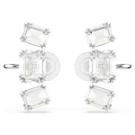 Millenia clip earrings Octagon cut, White, Rhodium plated