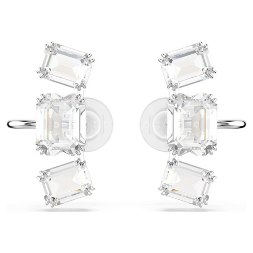 Millenia clip earrings Octagon cut, White, Rhodium plated