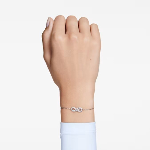 Hyperbola bracelet Infinity, White, Rhodium plated