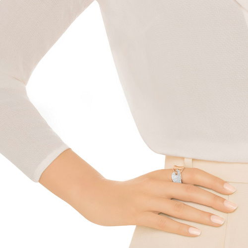 Guardian Ring, White, Rose-gold tone plated