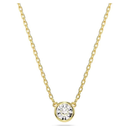 Imber pendant Round cut, White, Gold-tone plated