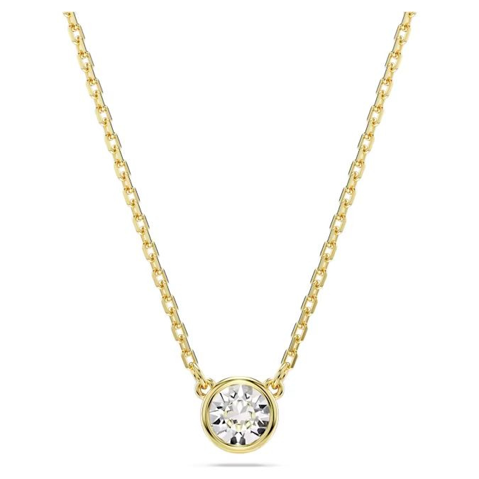 Imber pendant Round cut, White, Gold-tone plated