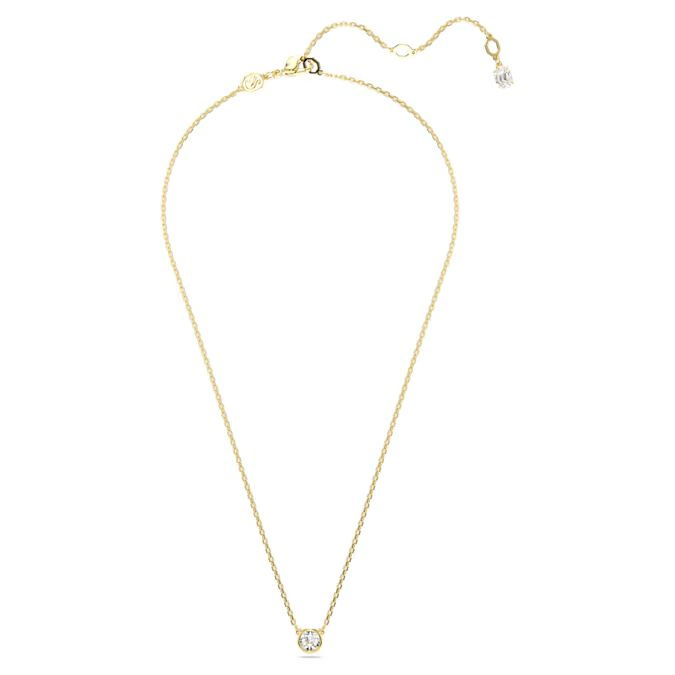 Imber pendant Round cut, White, Gold-tone plated