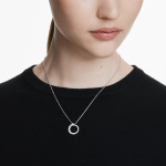 Matrix pendant Crystal pearl, Round cut, White, Rhodium plated