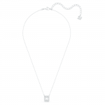 Una pendant Octagon cut, White, Rhodium plated