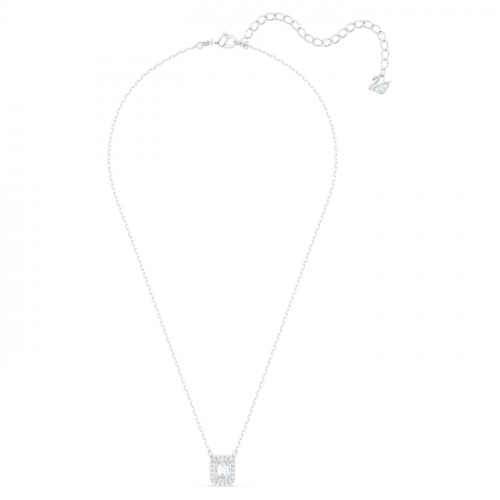 Una pendant Octagon cut, White, Rhodium plated