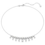 Idyllia necklace Mixed cuts, Snowflake, White, Rhodium plated