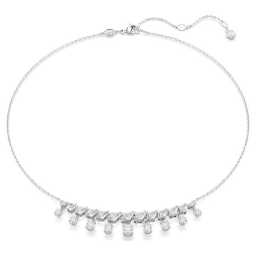 Idyllia necklace Mixed cuts, Snowflake, White, Rhodium plated