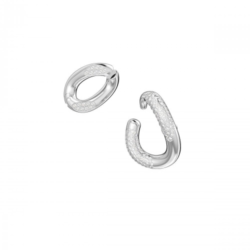 Dextera ear cuff, White, Rhodium plated