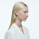 Dextera ear cuff, White, Rhodium plated