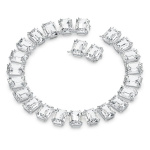 Millenia necklace Octagon cut crystals, White, Rhodium plated