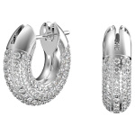 Dextera hoop earrings, Pavé, White, Rhodium plated