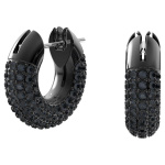 Dextera hoop earrings, Pavé, Black, Ruthenium plated