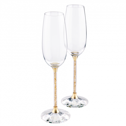 CRYSTALLINE TOASTING FLUTES , GOLD TONE (SET OF 2)