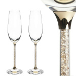 CRYSTALLINE TOASTING FLUTES , GOLD TONE (SET OF 2)
