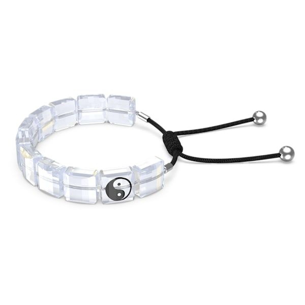 Letra bracelet Yin Yang, White, Rhodium plated