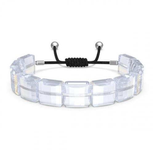Letra bracelet Yin Yang, White, Rhodium plated