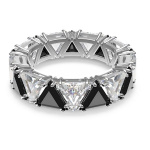 Ortyx cocktail ring Triangle cut, Black, Rhodium plated