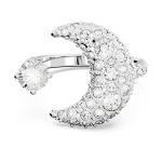 Sublima open ring Moon, White, Rhodium plated