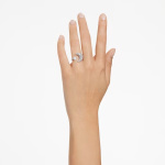 Sublima open ring Moon, White, Rhodium plated