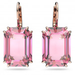 Millenia drop earrings, Octagon cut, Pink, Rose gold-tone