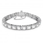 Millenia bracelet, Square cut crystals, White, Rhodium plated