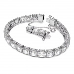 Millenia bracelet, Square cut crystals, White, Rhodium plated