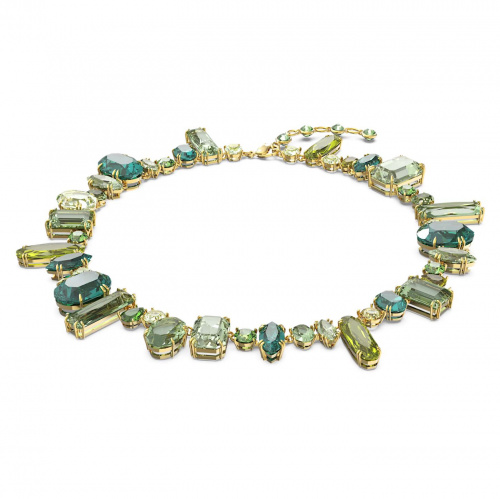 Gema necklace, Green, Gold-tone plated