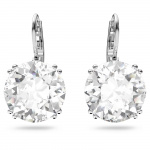 Millenia drop earrings, Round cut, White, Rhodium plated