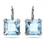 Millenia drop earrings, Square cut, Blue, Rhodium plated