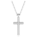 Insigne pendant Pavé, Cross, White, Rhodium plated